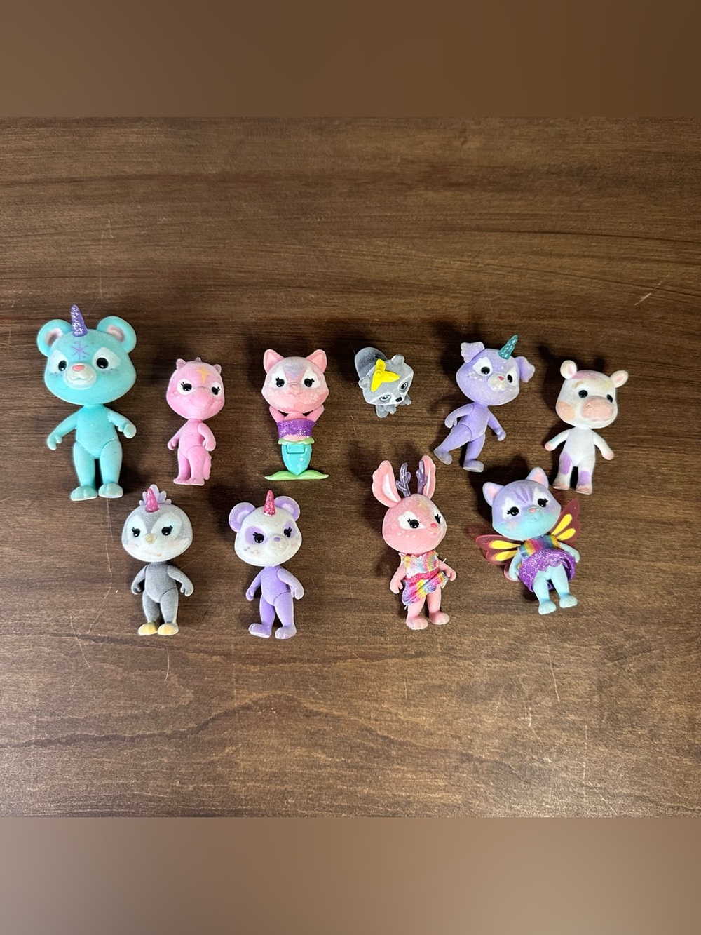 Lot of 10 Honey Bee Acres Flocked Families Animal Figures Unicorn Raccoon Bunny